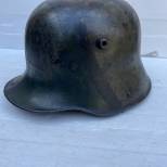 Casque 'Stahlhelm ' Mdle 1916 Camouflé 3 tons Feldgrau, marron , vert et jugulaire cuir noir 