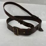 Ceinturon baudrier officier cuir marron 
