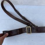 Ceinturon baudrier officier cuir marron foncé 
