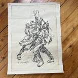 Dessin Patriotique ' Combat au corps à Corps' 1917