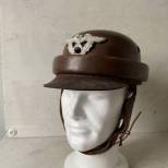 Gendarmerie Casque motard cuir marron