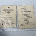 Heer Infanterie Deux diplomes Croix fer 2éme classe 1939 et médaille fortifications 