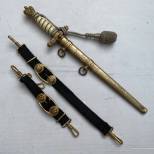 KM Dague Mdle 1938 Lame gravée , fourreau éclairs dragonne et bèlières 