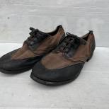 KM Paire de chaussures à pont matelot toile marron et cuir noir 