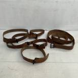 Lot complet de 5 sangles à paquetage cuir fauve