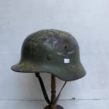 LW Casque Mdle 1940 Camouflé deux tons à  insigne et jugulaire 