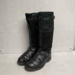 LW Paire de bottes de vol fourrées mouton cuir noir 