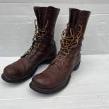 Paire de bottes de saut Parachutiste cuir marron  rougeatre 