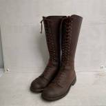 Paire de bottes à lacets officier cuir marron 