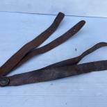 Paire de bretelles sac a dos Mle 1893 ' as de carreau' cuir marron 
