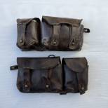 Paire de cartouchières Mdle 1935 cuir marron 