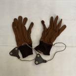 Paire de gants chauffants navigant soie marron 