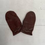 Paire de gants de vol cuir marron fourrés laine 