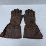 Paire de gants de vol navigant Mdle 1938 cuir marron 