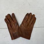Paire de Gants Officier en cuir marron