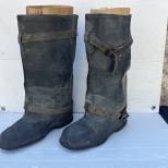 Paire de surbottes de Tranchée caoutchouc noir et sangles toile 