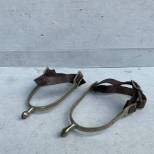 Paire d'éperons cavalier , sangles cuir marron 