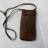 Porte cartes officier type ' Liseuse' cuir marron  et sangle 