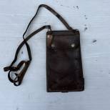 Porte cartes officier type 'Liseuse' cuir marron avec sangle 
