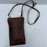 Porte cartes officier type liseuse cuir marron et sangle 
