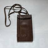 Porte cartes type' liseuse' cuir marron et sangle 