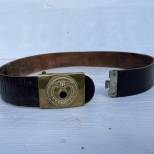 SA Ceinturon boucle laiton et cuir marron foncé 