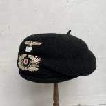 WH Béret de protection Mdle 1935 Tankiste , drap noir 
