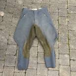 WH Culotte officier gabardine gris pierre  , basane cuir 