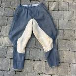 WH Culotte officier gabardine gris pierre et basane cuir 