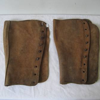Guêtres Officiers Militaires Vintage Cuir Noir - Armée Britannique Royal Navy RAF, Occasion