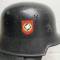 Feueschutz Polizei Casque Mdle 1934 Double insigne et nuquière cuir