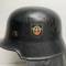 Feueschutz Polizei Casque Mdle 1934 Double insigne et nuquière cuir