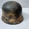 Heer Casque Mdle 1940 Camouflé 3 tons et jugulaire cuir 