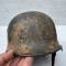 Heer Casque Mdle 1940 Camouflé 3 tons et jugulaire cuir 