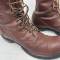 Paire de bottes de saut Parachutiste cuir marron  rougeatre 