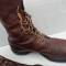 Paire de bottes de saut Parachutiste cuir marron  rougeatre 