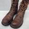 Paire de bottes de saut Parachutiste cuir marron  rougeatre 