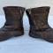 Paire de bottes de vol Mdle 1929 fourrées mouton cuir marron 