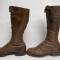 Paire de bottes à lacets Officier cuir marron 