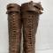 Paire de bottes à lacets Officier cuir marron 