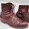 Paire de brodequins officier cuir brun rouge 