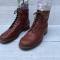 Paire de brodequins officier cuir havane 