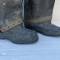 Paire de surbottes de Tranchée caoutchouc noir et sangles toile 