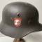 Police Casque Mdle 1940 Double insignes et jugulaire cuir 