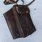 Porte cartes officier type 'Liseuse' cuir marron avec sangle 