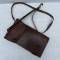 Porte cartes officier type liseuse cuir marron et sangle 
