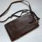 Porte cartes type' liseuse' cuir marron et sangle 