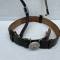 SS Ceinturon Baudrier Officier cuir noir Boucle ronde alu 