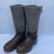 WH Paire de bottes grand froid , feutre et cuir marron 