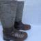 WH Paire de bottes grand froid , feutre et cuir marron 